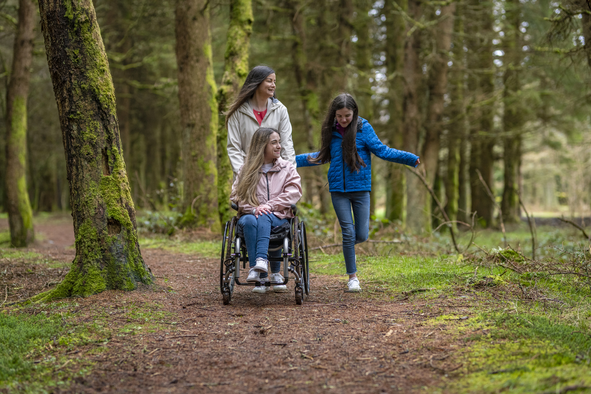 A family enjoy a day out to Craik Forest which is suitable for all levels of accessibility.